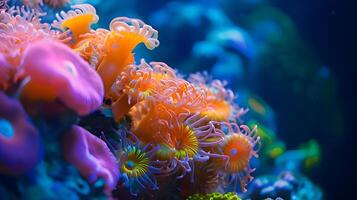 AI generated a close up of a colorful coral in an aquarium photo