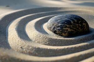 AI generated a rock sitting on top of a sandy area photo