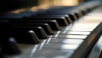 AI generated a close up of a piano keyboard with light coming through the keys photo