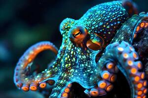 AI generated a close up of an octopus on a coral photo