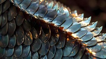 ai generado un cerca arriba de un azul aves plumas foto