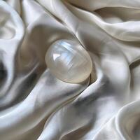 AI generated a white fabric with a glass ball on top of it photo