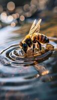 AI generated a bee that is floating in some water photo