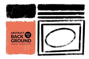 Vector set of hand drawn brush strokes, stains and frames for backdrops. Monochrome design elements set. One color monochrome artistic hand drawn backgrounds.