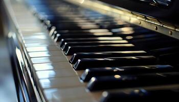 AI generated a close up of a piano keyboard with a blurry background photo