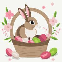 Easter bunny with eggs vector