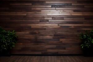 AI generated Dark wooden wall and floor for background photo