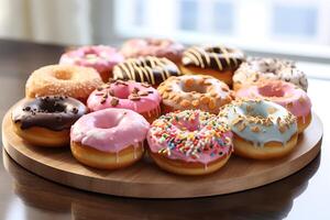 AI generated Assorted sweet donuts photo