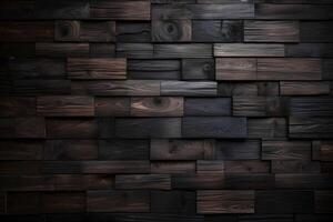 AI generated Dark wood wall background texture photo