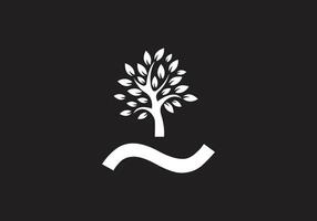 letra un y árbol logo vector