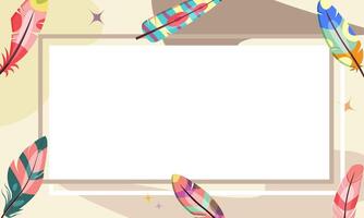 Creative and aesthetic blank pages of ripped paper with colorful feather background. copy space. blank paper. vector