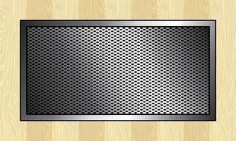 Vector black metal board on wooden background. stainless steel blank copy space. metallic black.