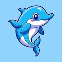An animated dolphin with a happy expression vector