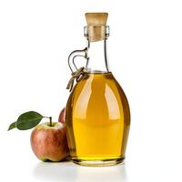 AI generated Apple vinegar in a glass bottle isolated on white background with clipping path photo