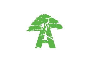 resumen un logo letra y árbol ramas con verde, negro, blanco. árbol letra diseño con minimalista creativo estilo. vector