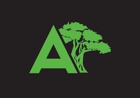 letra un árbol logo ,árbol logotipos, letras, tipográfico logo, árbol y un logo, hoja y alfabeto logo. vector