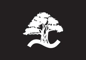 resumen un logo letra y árbol ramas con verde, negro, blanco. árbol letra diseño con minimalista creativo estilo. vector