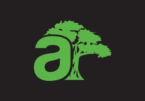 resumen un logo letra y árbol ramas con verde, negro, blanco. árbol letra diseño con minimalista creativo estilo. vector