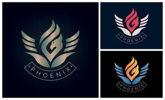 phoenix bird wings fire logo design template for brand or company and other vector