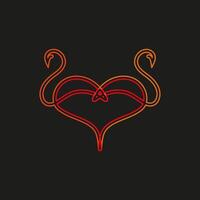 dos flamencos vector logo icono corazón amor símbolo vector