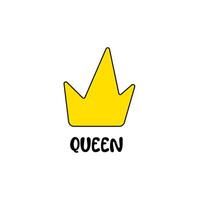 Queen vector crown doodle bright hand drawn yellow vector