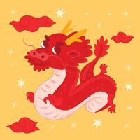 Hand Drawn Vector Illustration of Dragon Chinese New Year