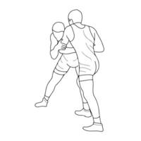 Sketch image of two fighters in a fight, isolated vector