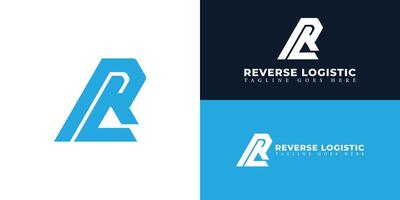 Abstract initial letter RL or LR logo in blue color isolated in white and and blue backgrounds applied for logistic company logo also suitable for the brands or companies have initial name LR or RL. vector