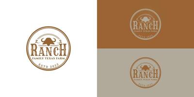 Abstract Cattle Ranch Farm ready made logo design in gold presented with multiple white and gold background colors. The logo is suitable for the Cattle Ranch Business Company logo design inspiration vector