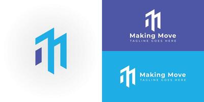 Abstract initial letter M or MM logo in blue color isolated in white background applied for Software Engineer Learning Company logo also suitable for the brands or companies have initial name MM or M. vector