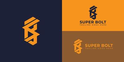 Abstract initial letter SB or BS logo in orange color isolated in deep blue background applied for electrical supplier logo also suitable for the brands or companies have initial name BS or SB. vector