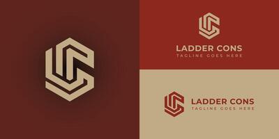 Abstract initial letter LC or CL logo in gold color isolated in deep red background applied for construction company logo also suitable for the brand or company that have initial name LC or CL vector