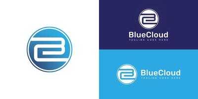 abstract initial letter B and C logo isolated in modern blue gradient circle shape applied for computer and cyber security work also suitable for brands or companies that have initial name BC or CB vector