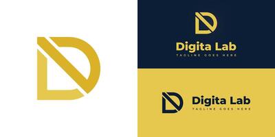 Abstract initial letter D and L in yellow color isolated in white, blue, and yellow backgrounds applied for crypto token logo also suitable for the brands or companies that have initial name DL or LD vector