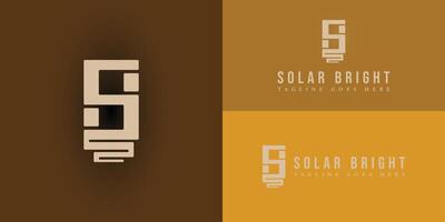 Abstract initial letter SB or BS logo in gold color isolated in multiple orange backgrounds applied for solar sales company logo also suitable for the brands or companies that have same initials name vector