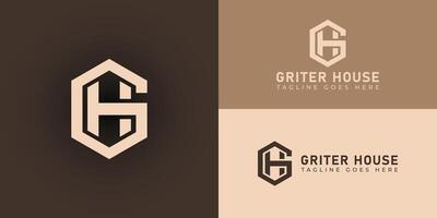 Abstract initial letter GH or HG logo in soft gold color isolated in multiple brown backgrounds applied for construction company logo also suitable for the brand or company have initial name HG or GH vector