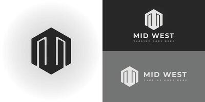 Abstract initial letter MW logo in black color isolated in black white background applied for e-commerce construction material logo also suitable for the brands or companies that have initial name WM vector