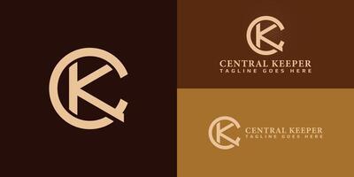 Abstract initial letter CK or KC logo in gold color isolated in multiple brown backgrounds applied for boutique law firm logo also suitable for the brands or companies have initial name KC or CK vector