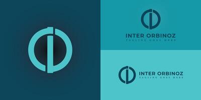 abstract initial letter IO logo in blue cyan color isolated in deep blue background applied for internet and technology company logo also suitable for the brands or companies that have initial name OI vector