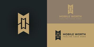 Abstract initial letter MW or WM logo in gold color isolated in black and gold background applied for digital law company logo also suitable for the brands or companies have initial name WM or MW. vector