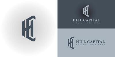 abstract initial letter HC or CH logo in deep blue color isolated in white background applied for private investment company logo also suitable for the brands or companies that have initial name CH vector