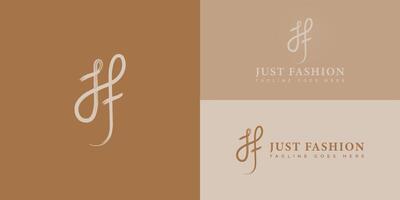 Abstract initial letter JF or FJ logo in gold color presented with multiple background colors. The logo is suitable for fashion business company logo design inspiration template vector