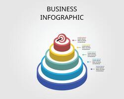 circle pyramid chart template for infographic for presentation for 5 element vector