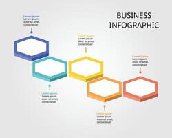 Hexagon step template for infographic for presentation for 5 element vector