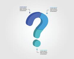 question mark 3 step template for infographic for presentation for 3 element vector