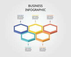 Hexagon step template for infographic for presentation for 5 element vector