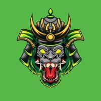 Vector illustration of gorilla head with samurai helmet