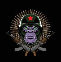 Vector illustration of gorilla head with samurai helmet
