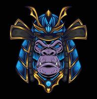 Vector illustration of gorilla head with samurai helmet