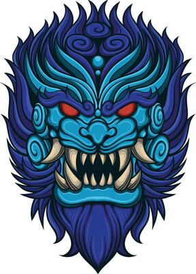 vector illustration of japanese lion mythology